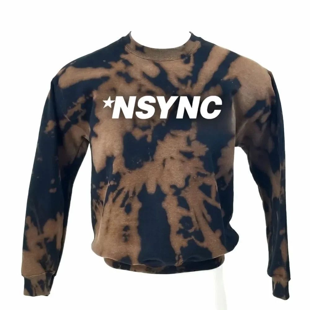 NSYNC Boy Band Pop Rock Band Hip Hop Acid Washed Pullover Crewneck Sweatshirt
